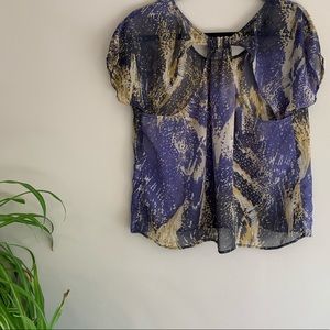 ANTHRO| Ecote Watercolor Chiffon Butterfly Blouse